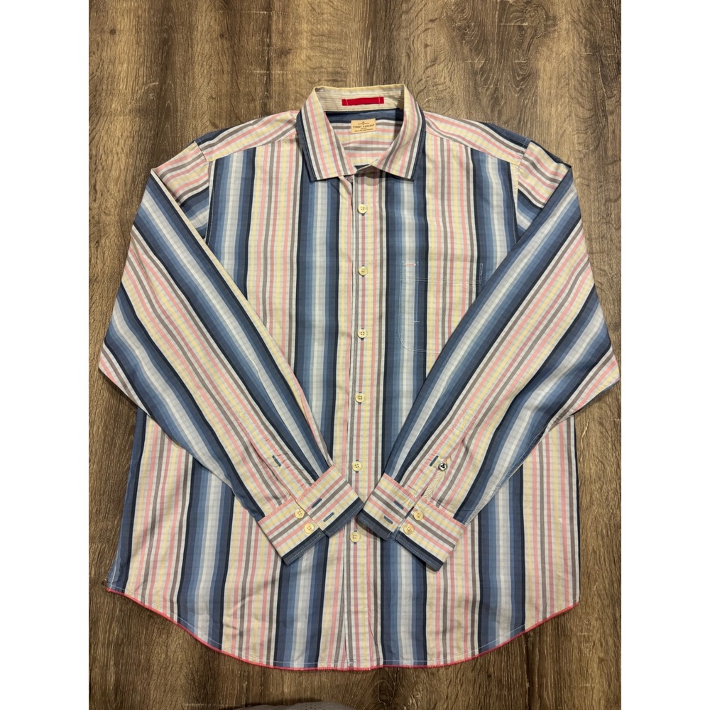 Tommy Bahama Jeans Mens XL Long Sleeve Striped Button Down Shirt 111-TD33608